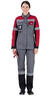 Куртка женская рабочая летняя для ИТР 'Виват' NEW серо-черно-красная
